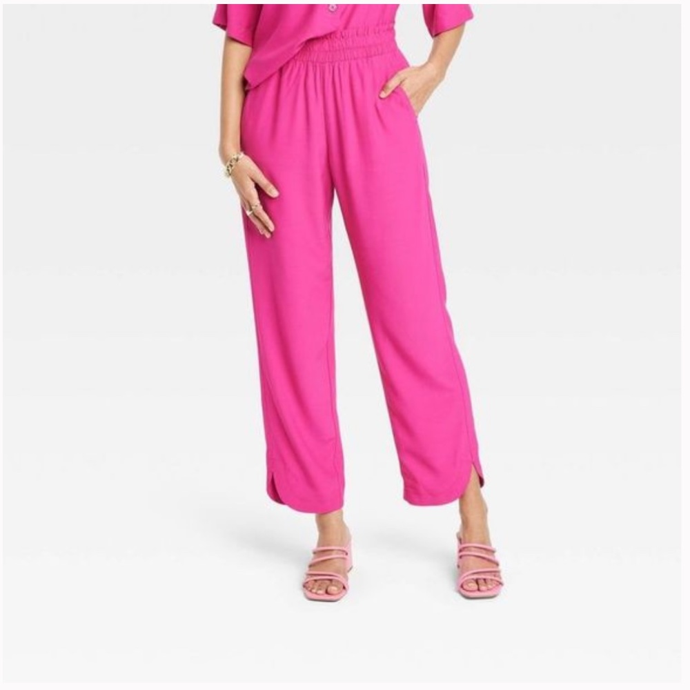 Hot Pink Tapered Ankle Pants